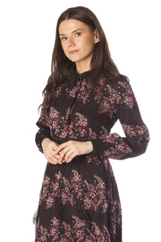 Floral Printed Silk Dress + Lace