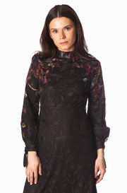 Floral Shoulder On Leaf Lace Dress