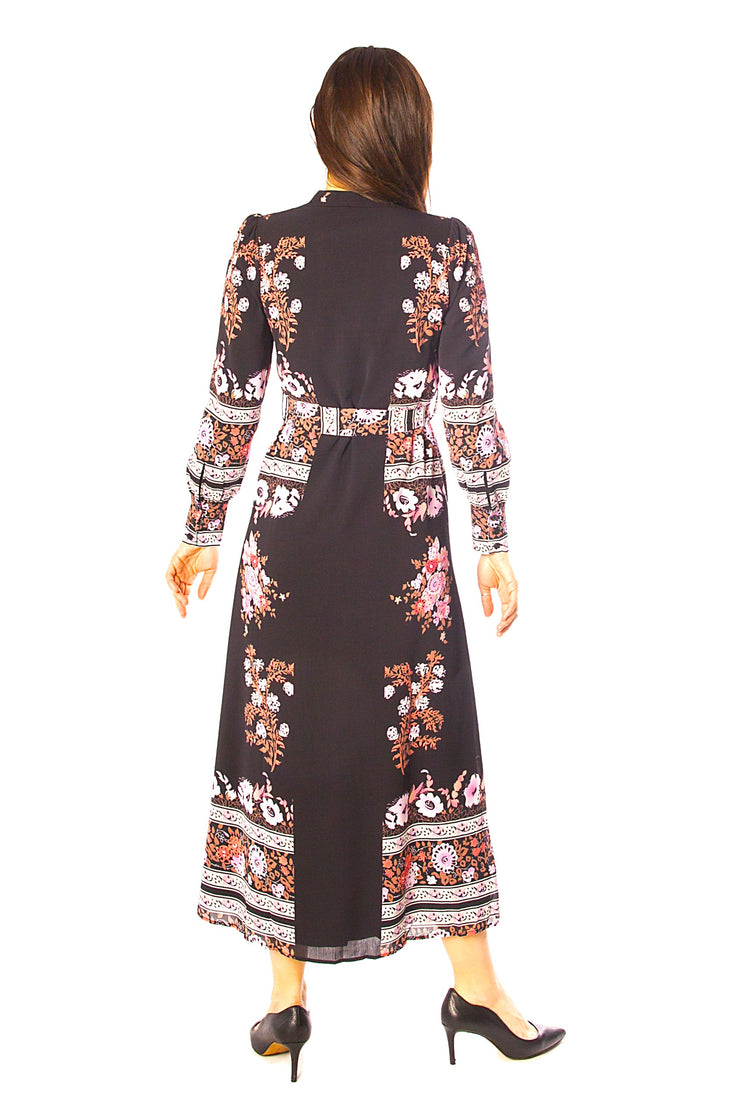 Bordered Floral Placement Dress