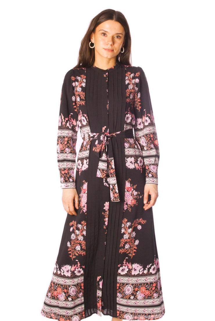 Bordered Floral Placement Dress