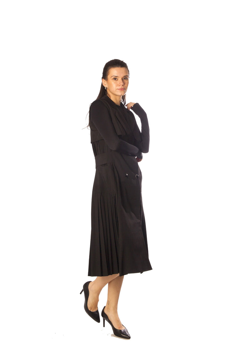 Pleated Back Trench Dress