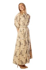 Linen Look Floral Large Pocket Dress