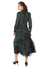 Large Leaf w/ Strip Detail Dress