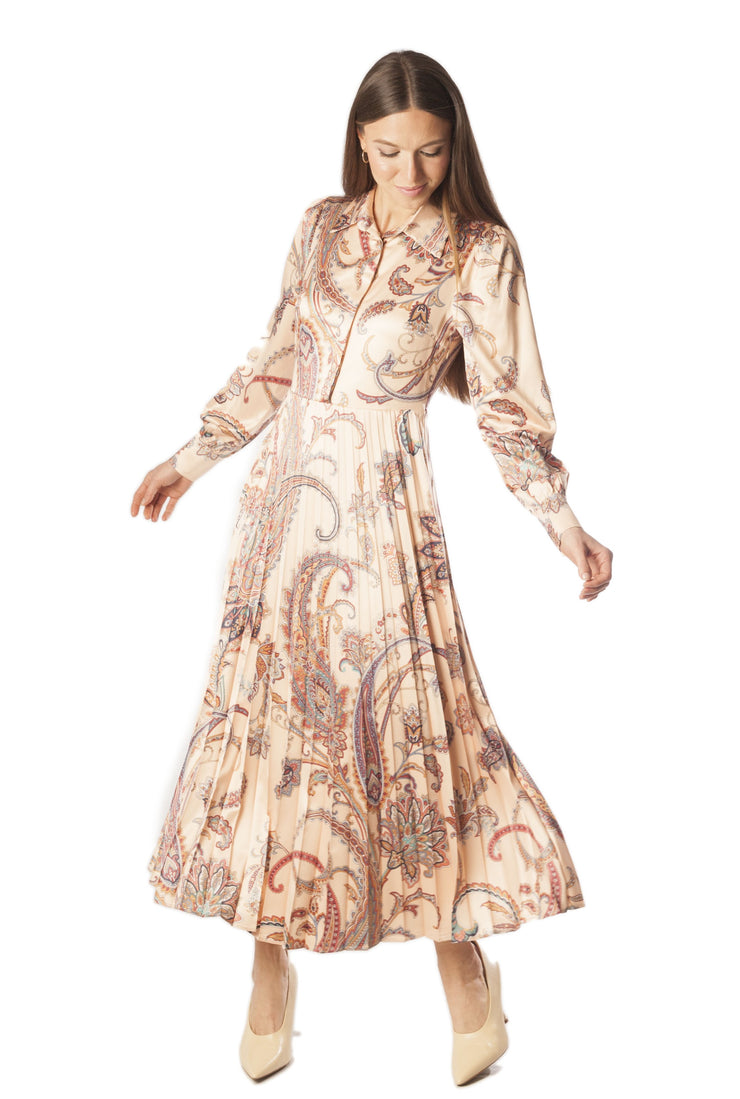 Paisley Print Pleated Dress