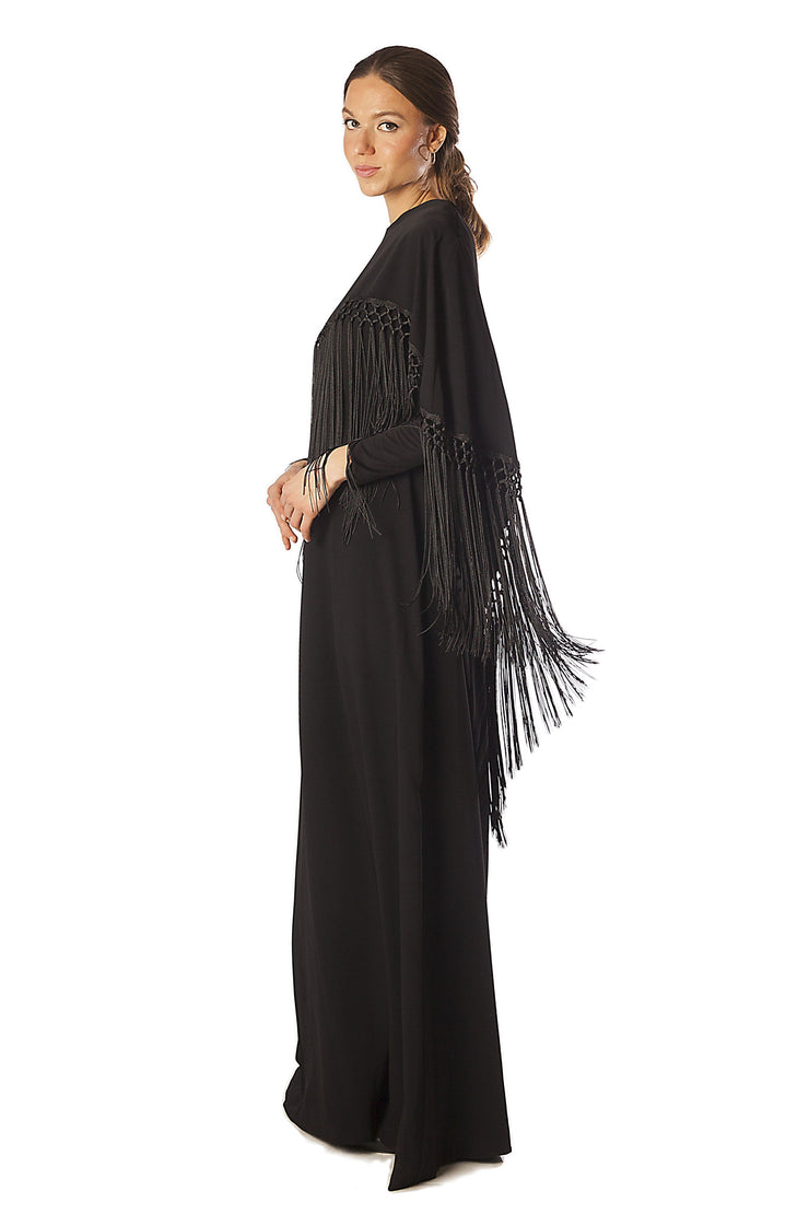 Fringed Edge Cape Gown