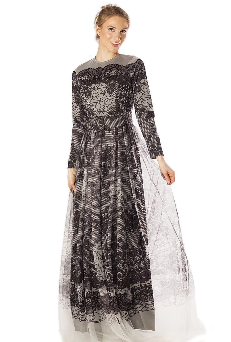 Lace Print Gown