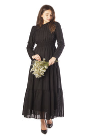 Textured Chiffon Dress w/ Smocked Waist