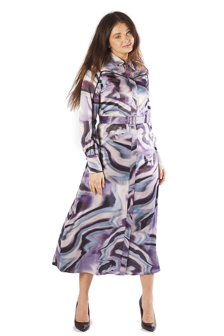 Watercolors Wave Print Dress