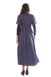 Sewn Down Pleated Waist Short Sleeve Dress