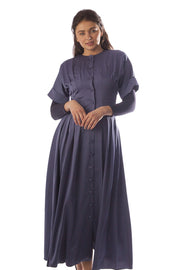 Sewn Down Pleated Waist Short Sleeve Dress