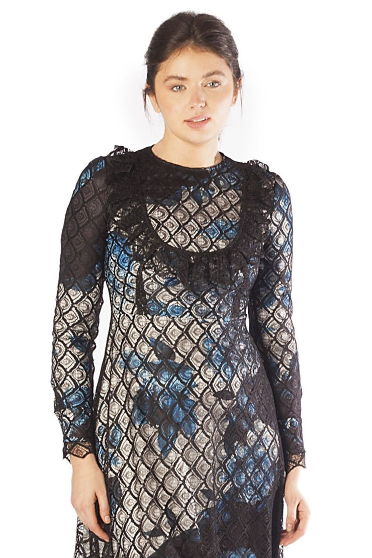 Printed Underlay Lace Dress