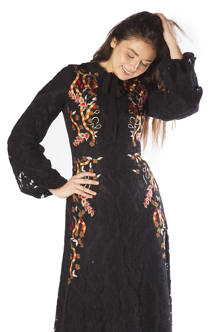 Colorful Side Embroidered Dress