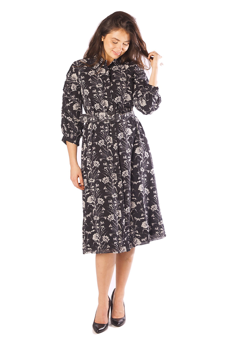 Floral Bouquets All Over Print Dress