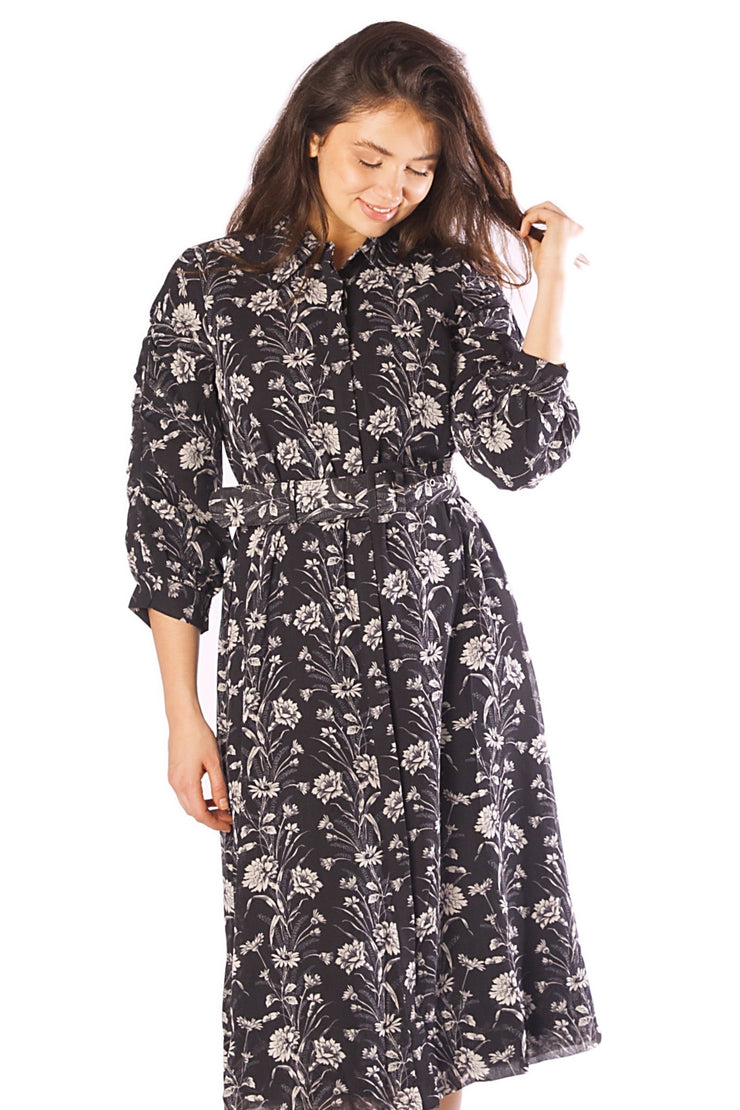 Floral Bouquets All Over Print Dress