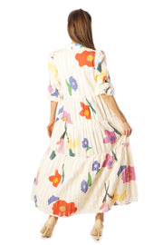 Large Printed Flowers Tiered Dress