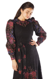 Placement Floral On Lace Crochet Dress