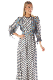 Combo Print Piped Dress
