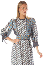 Combo Print Piped Dress