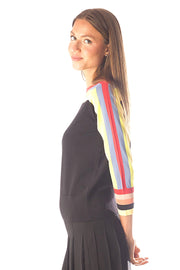 Colorful Striped Sleeve + Shoulder Sweater