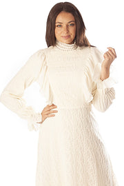 Knit Lace w/ Chiffon Ruffle Trim Dress