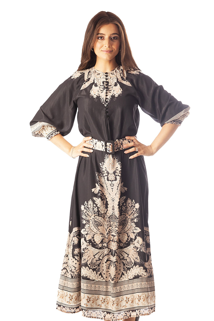 Shimmer Chiffon Placement Print Dress