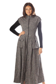 Tweed Oversized Pockets Sleeveless Dress