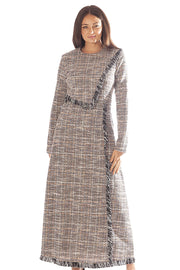 Fringed Trim Tweed Dress