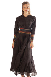 Striped Waist + Cuff Knit Pleated Dress