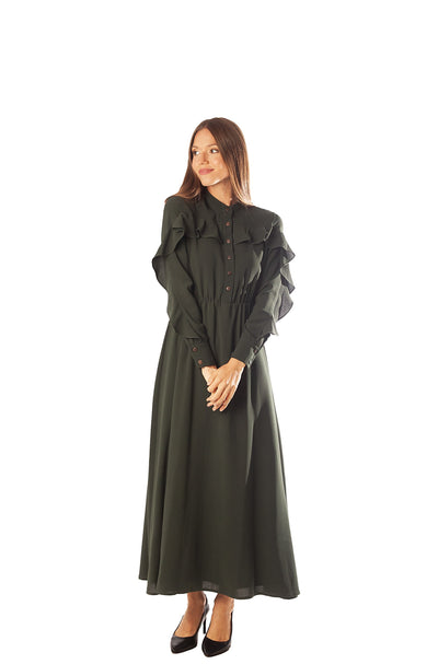 Ruffled Sleeve Bodice Dress