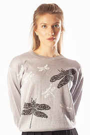 Metallic 3D Dragonfly Sweater