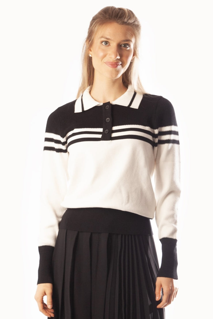 Ribbed Collar Knit Polo