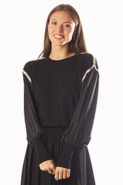 Trim Shoulder Detail Sweater