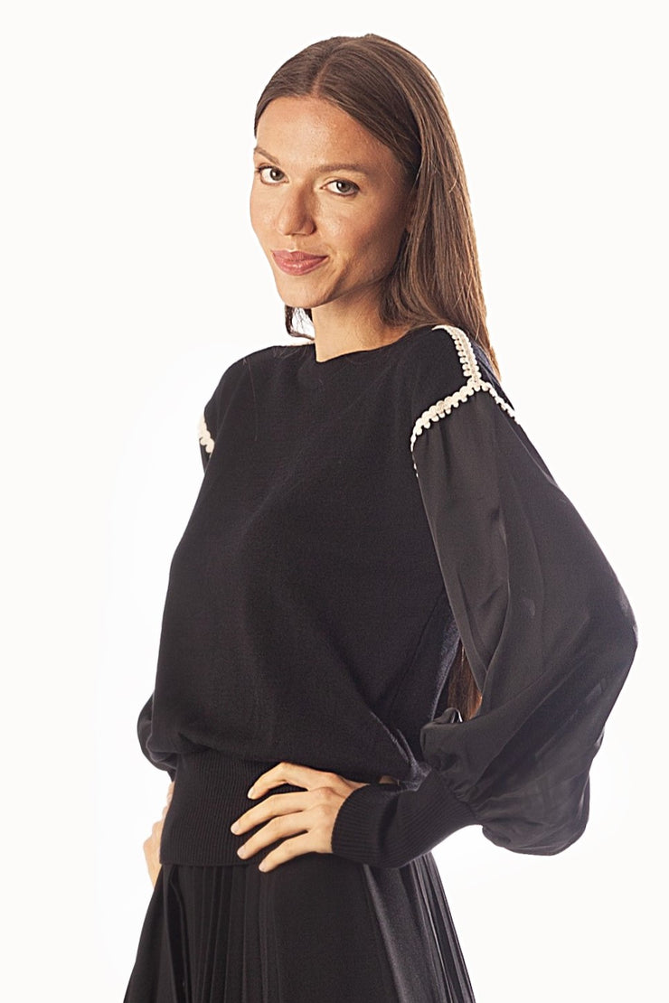 Trim Shoulder Detail Sweater