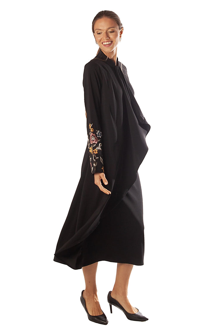 Embroidered Lower Sleeve Flap Dress