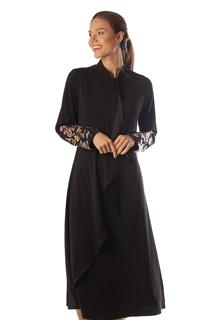 Embroidered Lower Sleeve Flap Dress