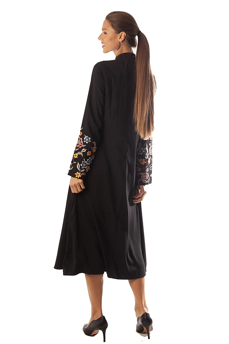 Embroidered Lower Sleeve Flap Dress