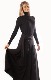 Flaps Over Side Pleats Skirt