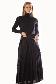 Flaps Over Side Pleats Skirt