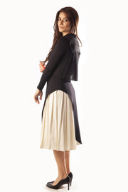 Bi Color Flaps Over Side Pleated Skirt