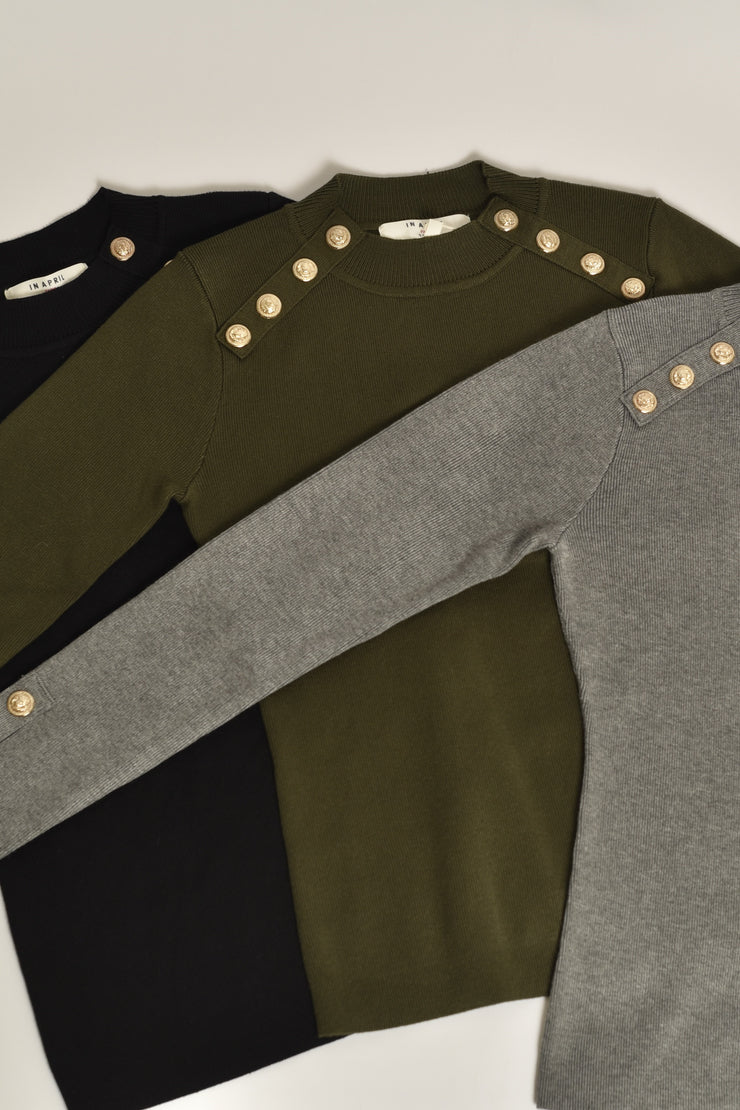 Gold Button Detail Turtleneck