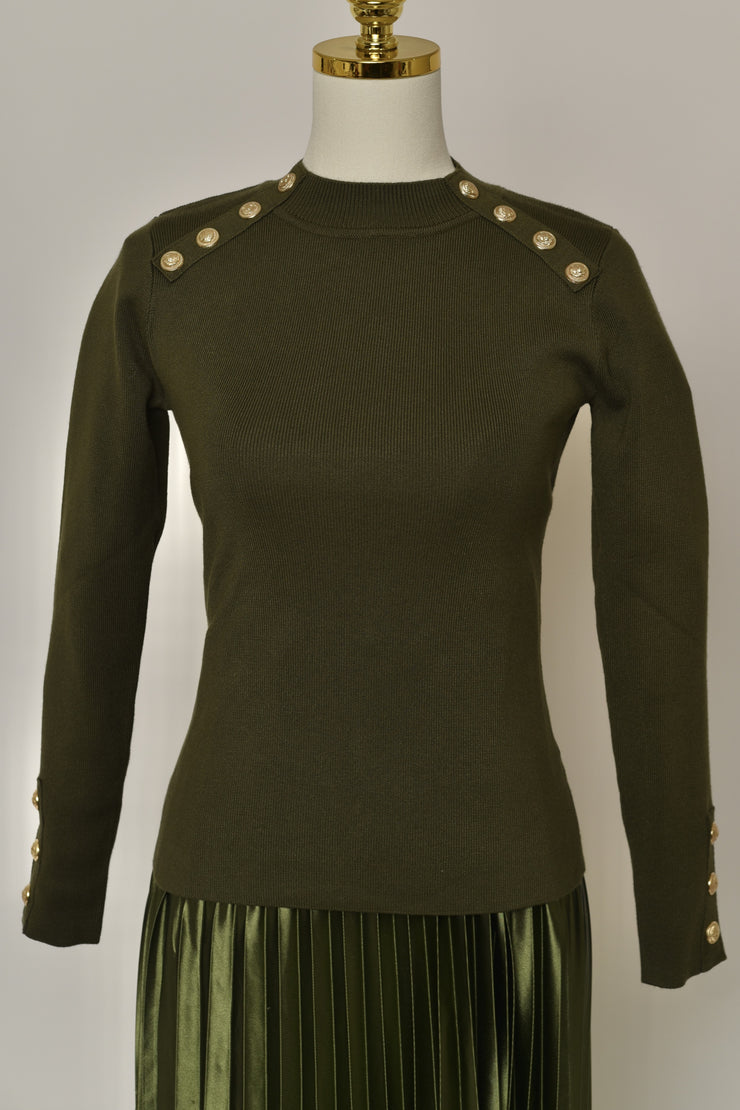 Gold Button Detail Turtleneck