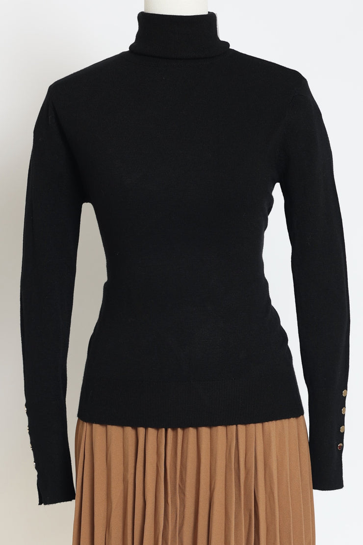 Gold Button Cuff Turtleneck