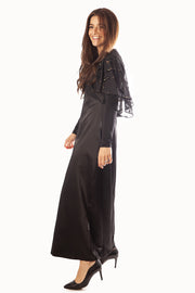 Mesh Velvet Cape Dress