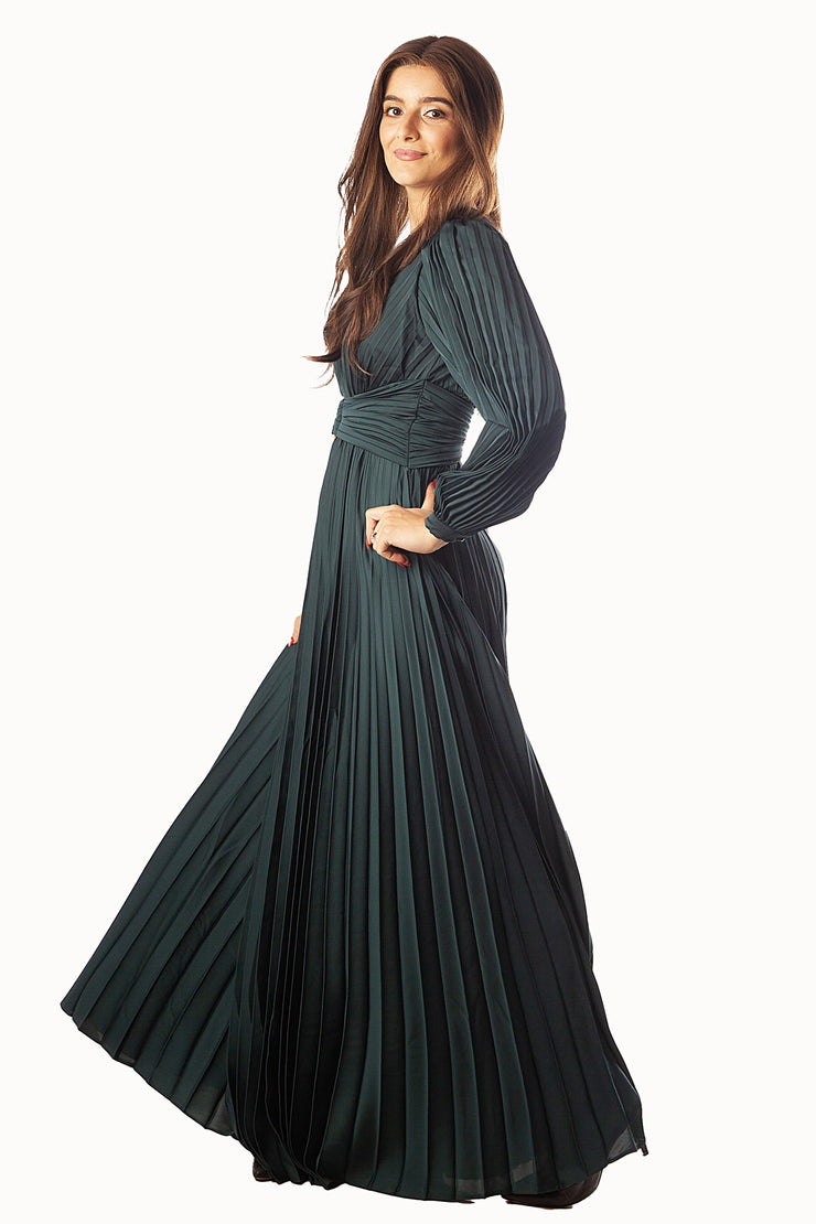 Satin Pleated Gown