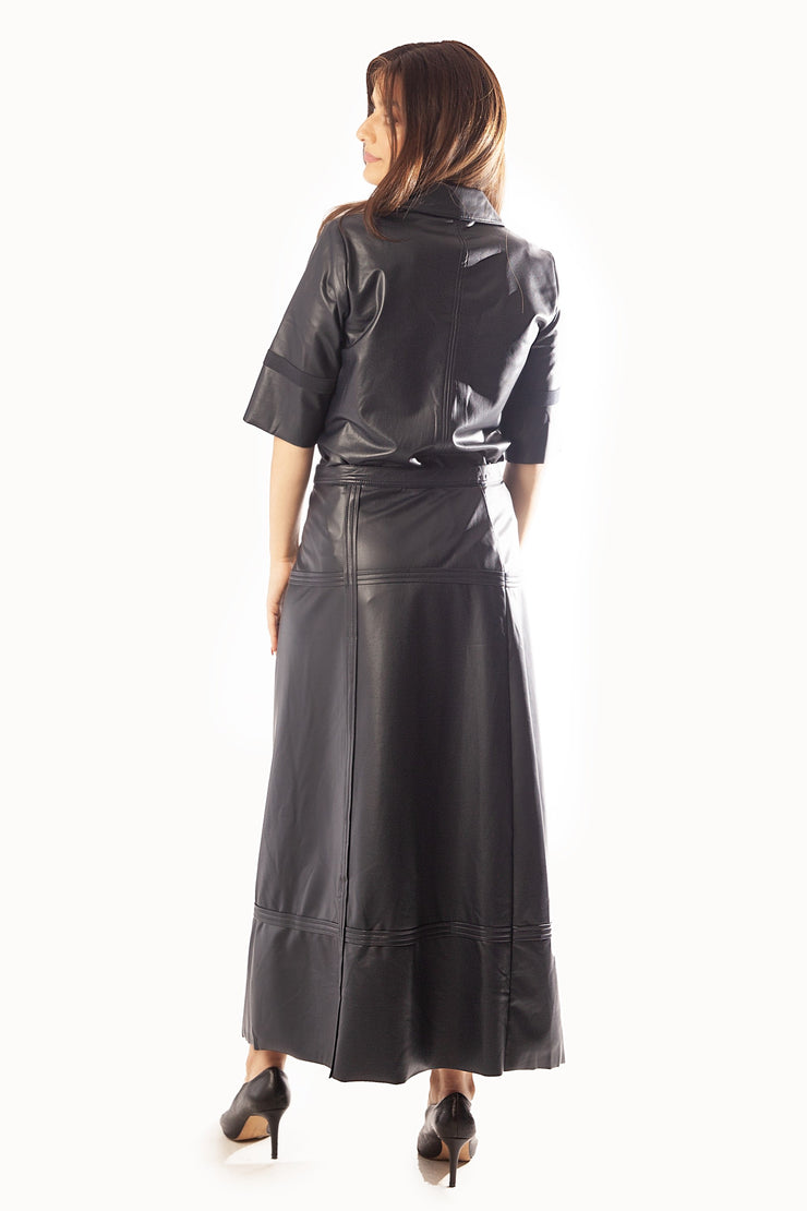 Vegan Leather A Line Skirt