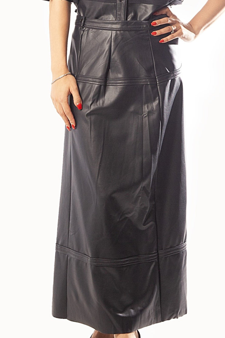 Vegan Leather A Line Skirt