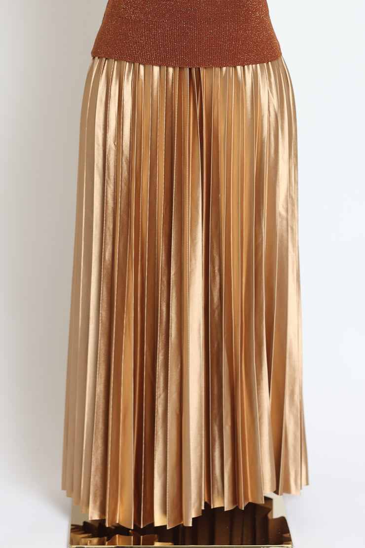 Satin Pleated Skirt