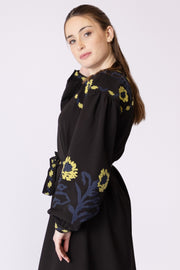 Needlepoint Stitch Shoulder+Sleeve Dress