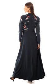 Velvet Bordered Flowers Dress