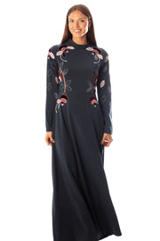 Velvet Bordered Flowers Dress